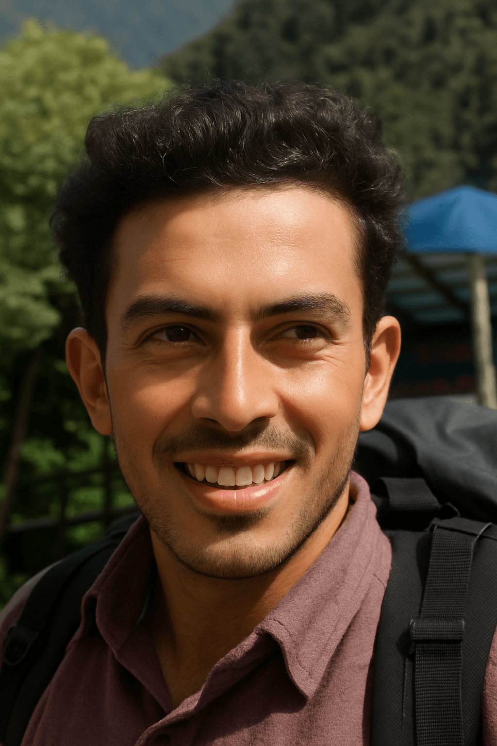 Host Atul Kumar on the Dharamkot homestay terrace